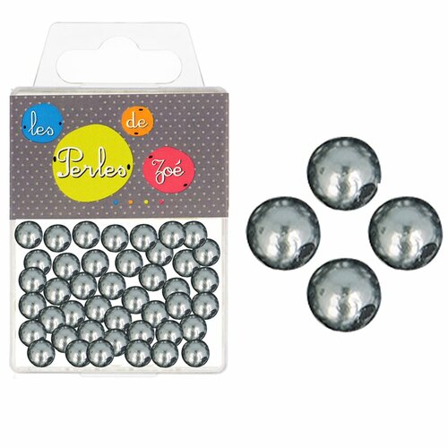Perles rondes grise foncé 16mm - boite de 9 perles