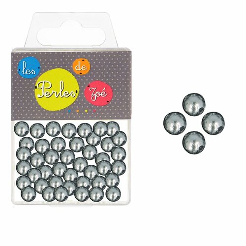 Perles rondes gris foncé 8mm - boite de 16g