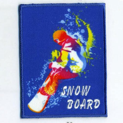 Ecusson sport snow board bleu 6.2cmx8.2cm