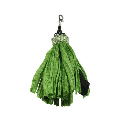 Pendentif pompon satin froissé - vert 536-1638