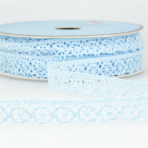 Bobine 25m dentelle polyester bleu clair 20mm