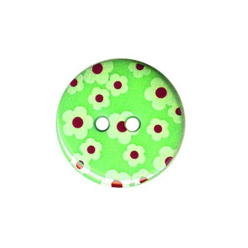 Bouton rond motif fleur couleur vert
