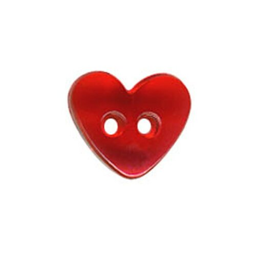 Bouton coeur translucide couleur rouge 9mm