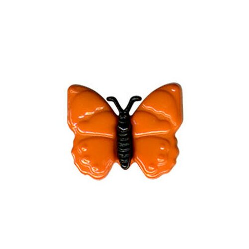 Bouton en forme de papillon couleur orange 18mm