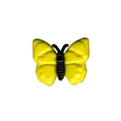 Bouton en forme de papillon couleur jaune 18mm