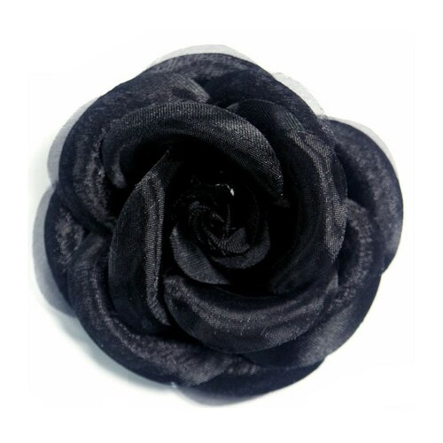Broche fleur noire camélia 8cm