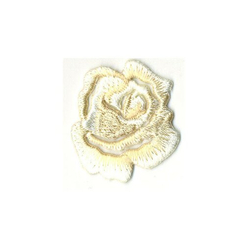 Ecusson thermocollant petite rose écru 3cmx3.5cm