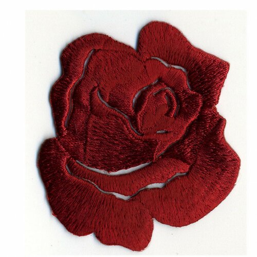 Ecusson thermocollant rose rouge profond 4cmx5cm