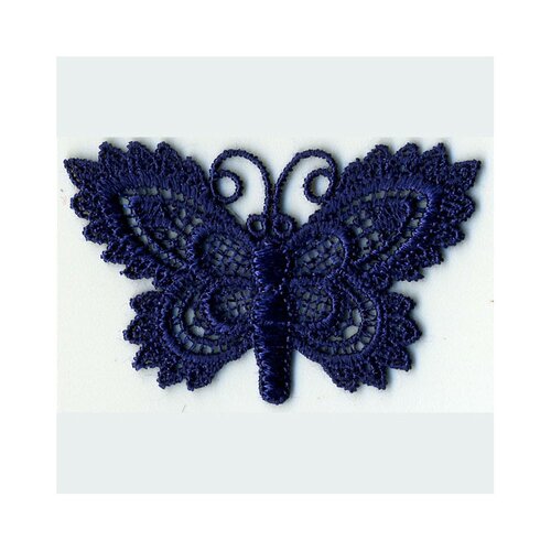 Ecusson thermocollant papillon crochet prune 5cmx3cm