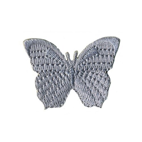 Ecusson thermocollant papillon gris clair 3.5cmx3cm