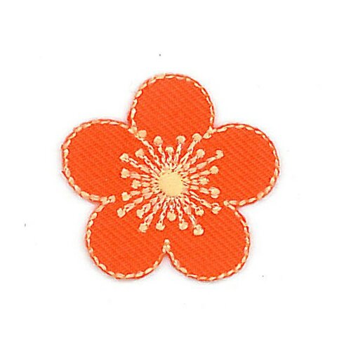 Ecusson thermocollant fleur orange 3cmx3cm