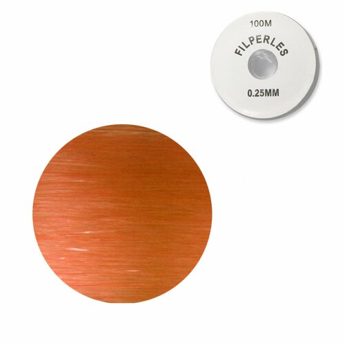 Bobine fil nylon coloré pour perles 100m - orange c084