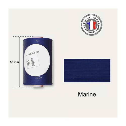 Bobine de fil bleu marine polyester 1000m made in france