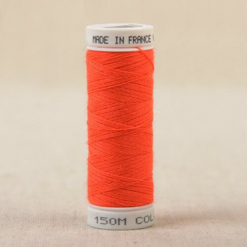 Fil orange fluo polyester 150m made in france oeko-tex