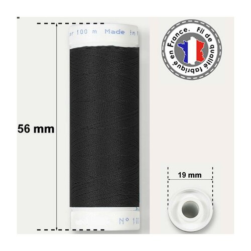 Fil à coudre polyester 100m made in france - noir 1