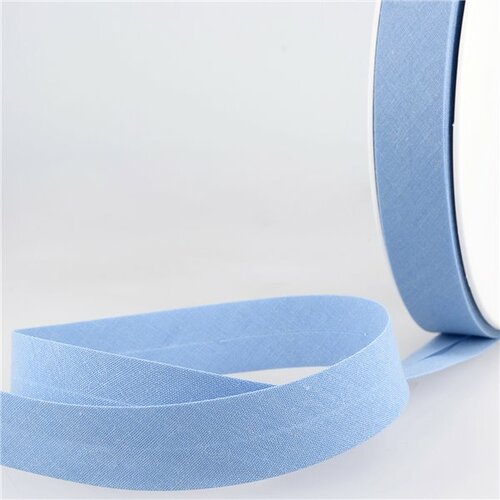 Biais replié tout textile bleu clair au mètre fabriqué en france