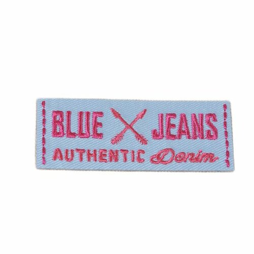 Lot de 3 écussons thermocollants blue jeans bleu 2,5cm x 6cm