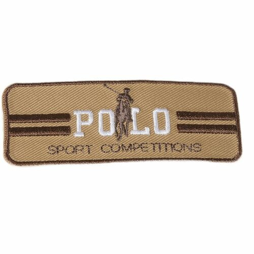 Lot de 3 écussons thermocollants polo sport beige 3cm x 7cm