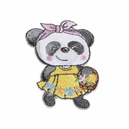 Lot de 3 écussons thermocollants animaux mignons panda 6cm x 4,5cm