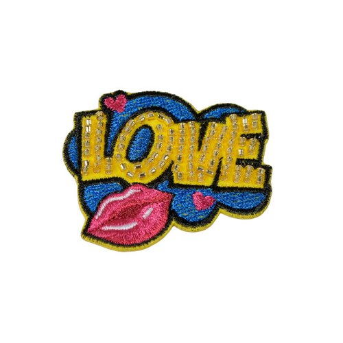 Ecusson thermocollant mots en perle love 4cm x 4,5cm