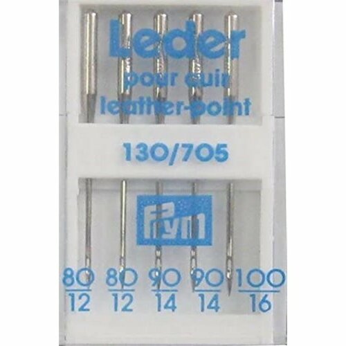 Lot de 5 aiguilles prym pour machines à coudre 130/705 cuir 80-100