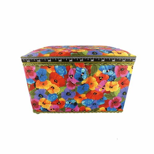 Boîte à couture 21x28,5x19,5cm fleurs pensées multicolores