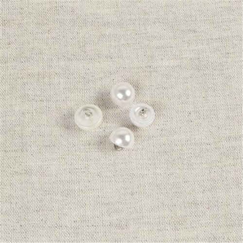 Lot de 6 boutons demi-perles blancs