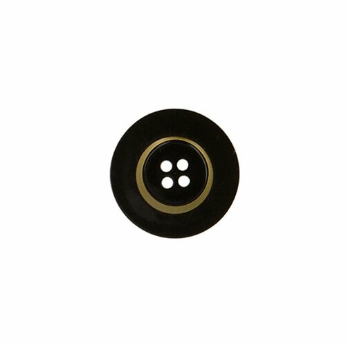 Lot de 6 boutons ronds 4 trous 23mm noir/or