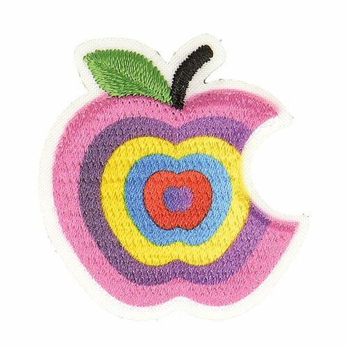 Ecusson thermocollant pomme croquée dégradé fushia 3cm x 3cm
