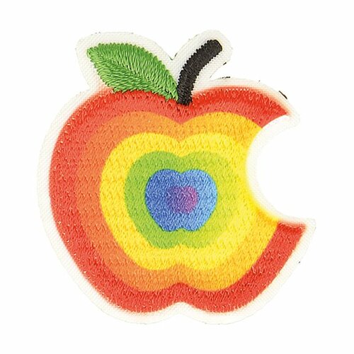 Ecusson thermocollant pomme croquée multicolore 3cm x 3cm