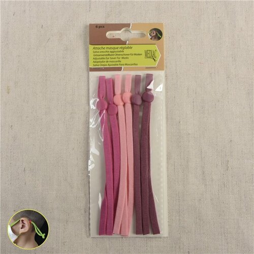 Attache masque réglable - 3 paires roses
