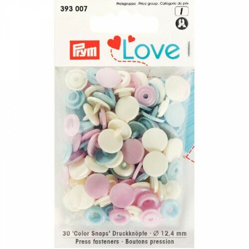 Prym love boutons pression plastique 12mm rose/bleu clair/perle