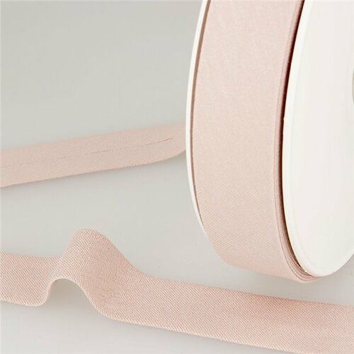 Bobine 20m biais 27mm 100% coton bio-organic rose clair