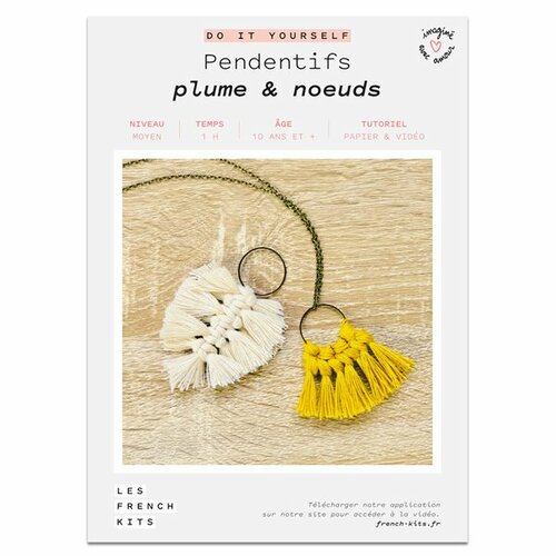 French kits diy macramé pendentifs plume & noeuds