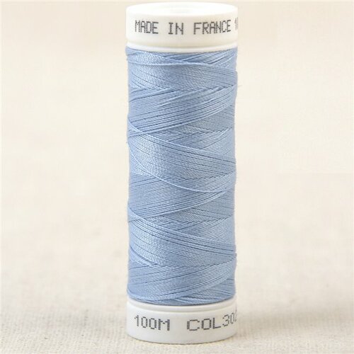 Fil à coudre polyester 100m made in france - bleu baby 302