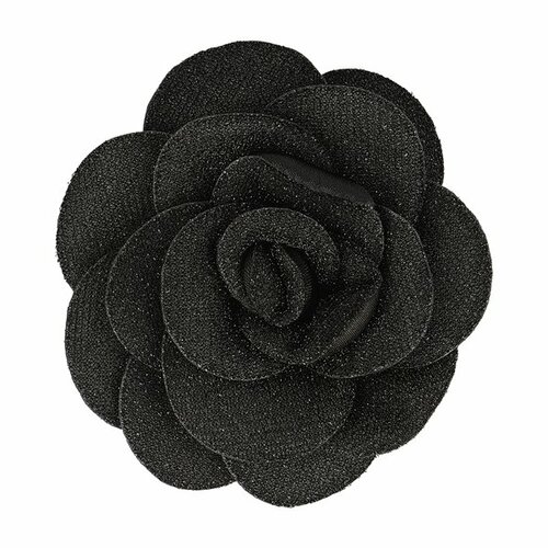 Broche fleur metallisée noir 10cm