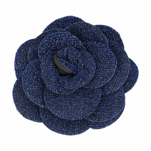 Broche fleur metallisée bleu français 10cm