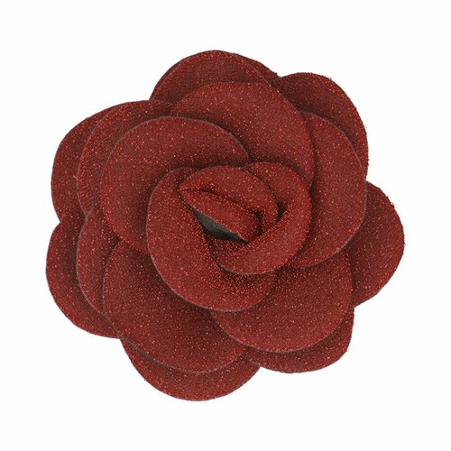 Broche fleur metallisée rouge 10cm