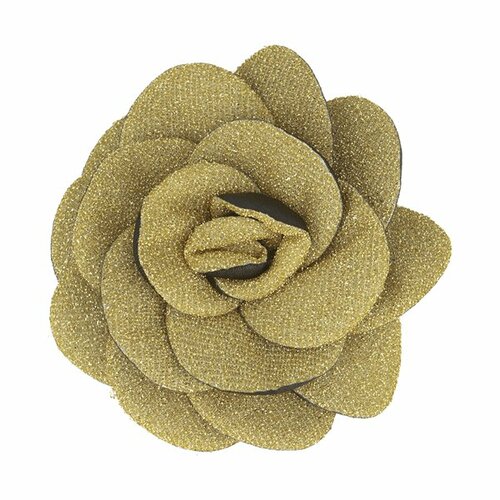 Broche fleur metallisée or 10cm