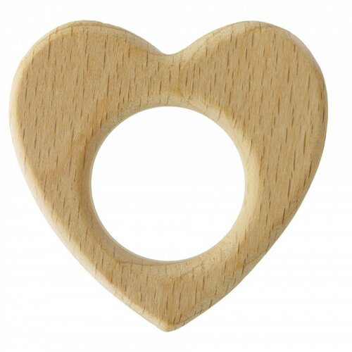 Anneau de dentition bébé en bois coeur