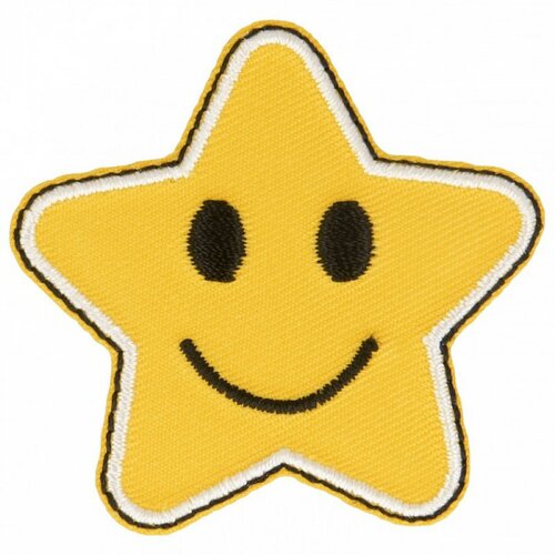 Lot de 3 écussons thermocollants étoile jaune sourire  5 cm x 5 cm