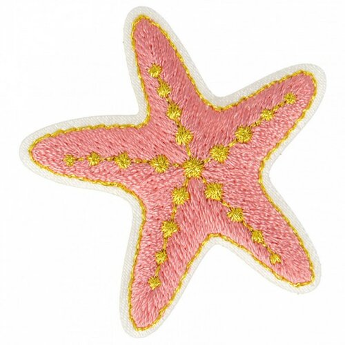 Lot de 3 écussons thermocollants doré étoile de mer rose 3,5 cm x 4 cm