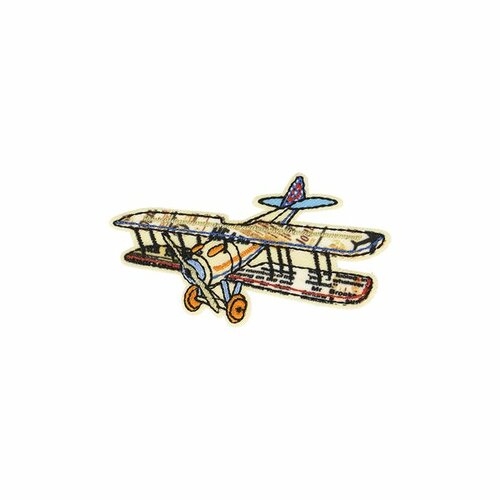 Lot de 3 écussons thermocollants vintage avion 6x4cm