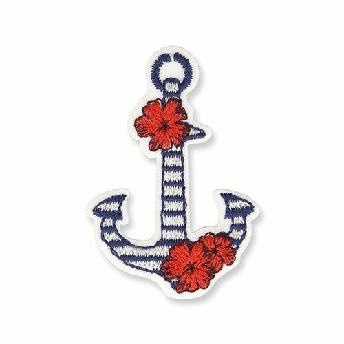 Lot de 3 écussons thermocollants marin ancre 4x5cm