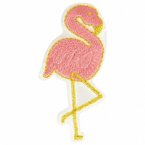 Lot de 3 écussons thermocollants doré flamant rose 2,5 cm x 5 cm