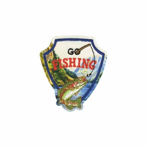 Lot de 3 écussons thermocollants nature imprimé go fishing 6x6cm