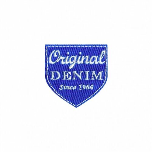 Lot de 3 écussons thermocollants blason original denim bleu jeans 5x4,5cm
