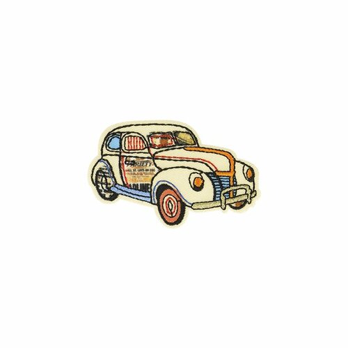 Lot de 3 écussons thermocollants vintage voiture 6x3,5cm