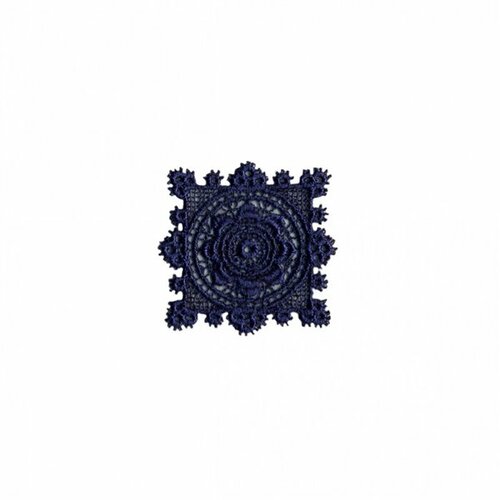 Lot de 3 écussons thermocollants fleur carrée dentelle marine 3x3cm