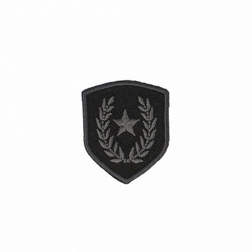 Lot de 3 écussons thermocollants blason étoile sur laurier noir 4x3,5cm